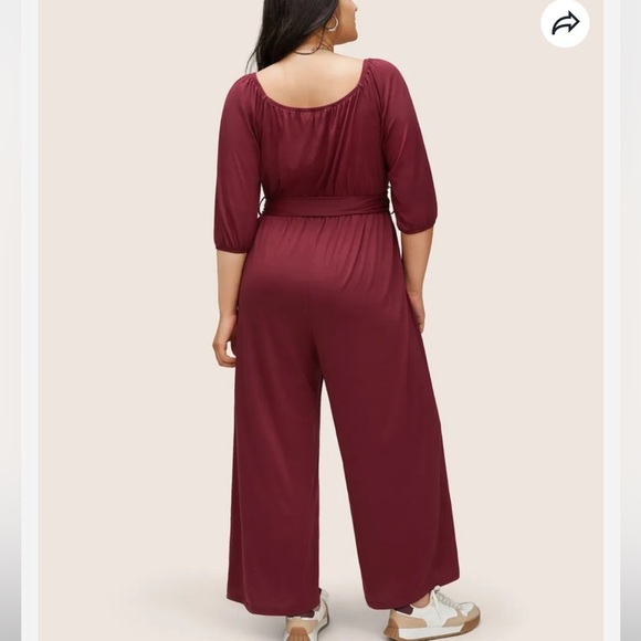 BloomChic Supersoft Essentials Plain Belted Gathered Jumpsuit L us12 - Picture 2 of 6